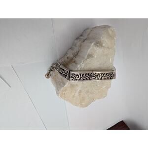 Brighton Scroll Filigree Panel Link Bracelet Silver Tone Lobster Clasp Extender